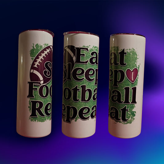 "Eat Sleep Football Repeat" Tumbler