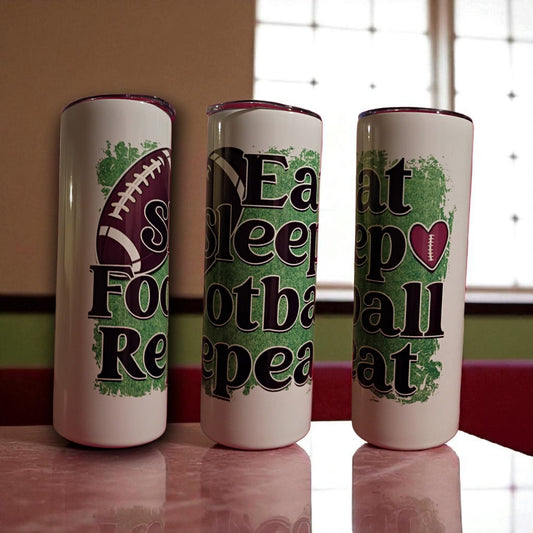 "Eat Sleep Football Repeat" Tumbler